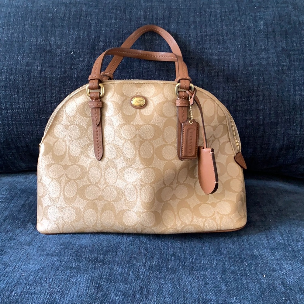 tan Coach bag